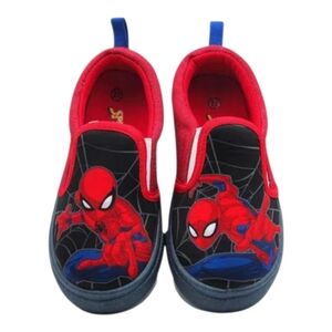 Red and Blue Slip-On Shoes